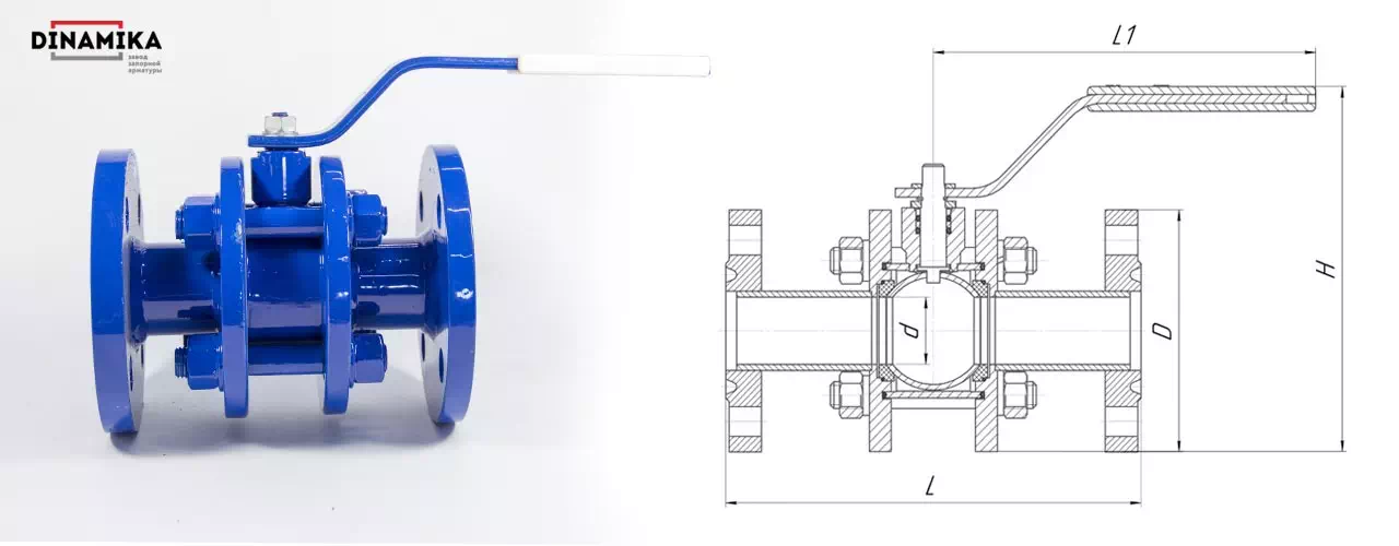 Кран шаровый фланцевый 11с01пф Ду50 - Ду200 в Казани Кран шаровый 11с01пф Ду50 - Ду200 в Казани
