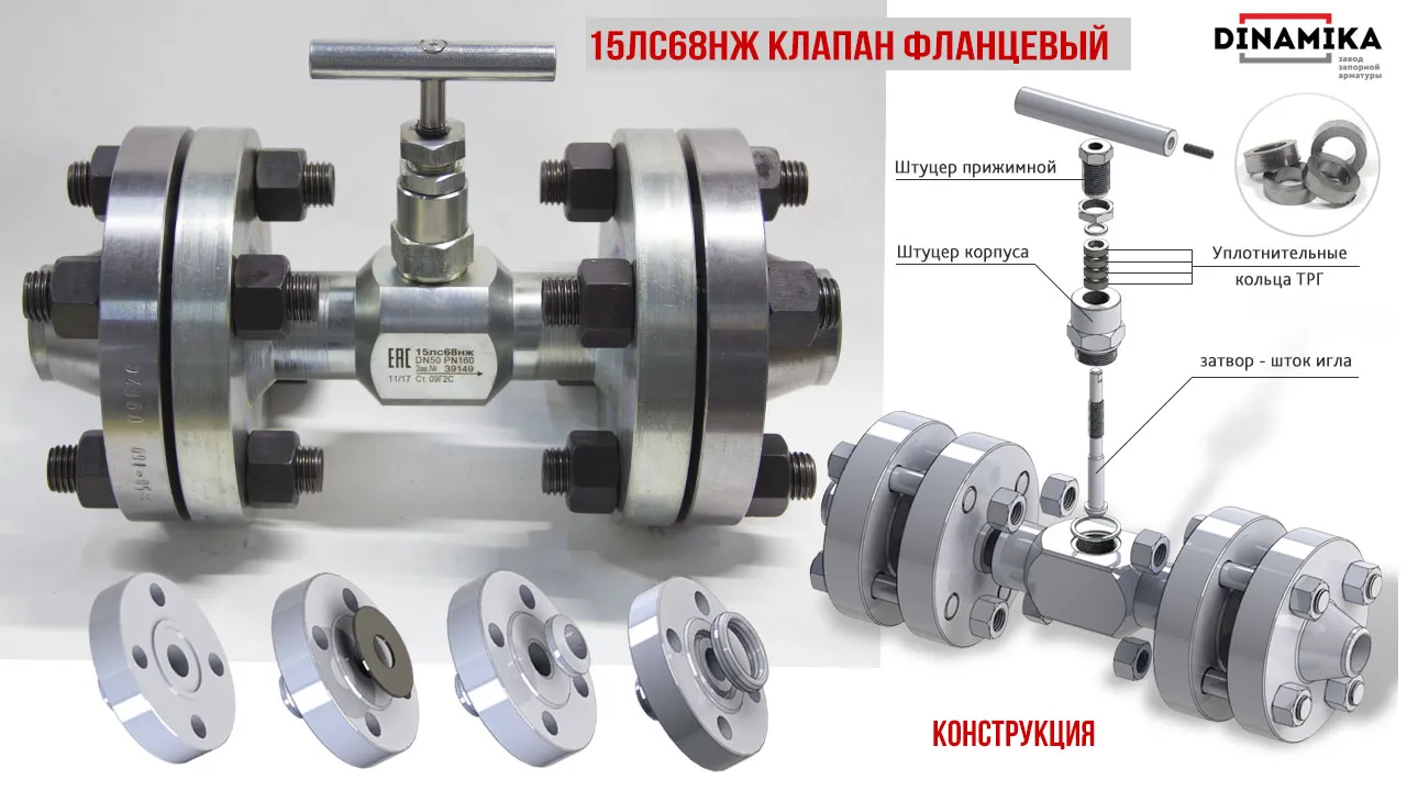 15лс68нж клапан фланцевый на высокое давление сред