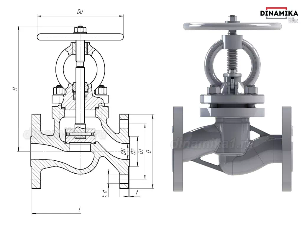 Клапан 15с18нж чертёж Чертёж 15с18нж