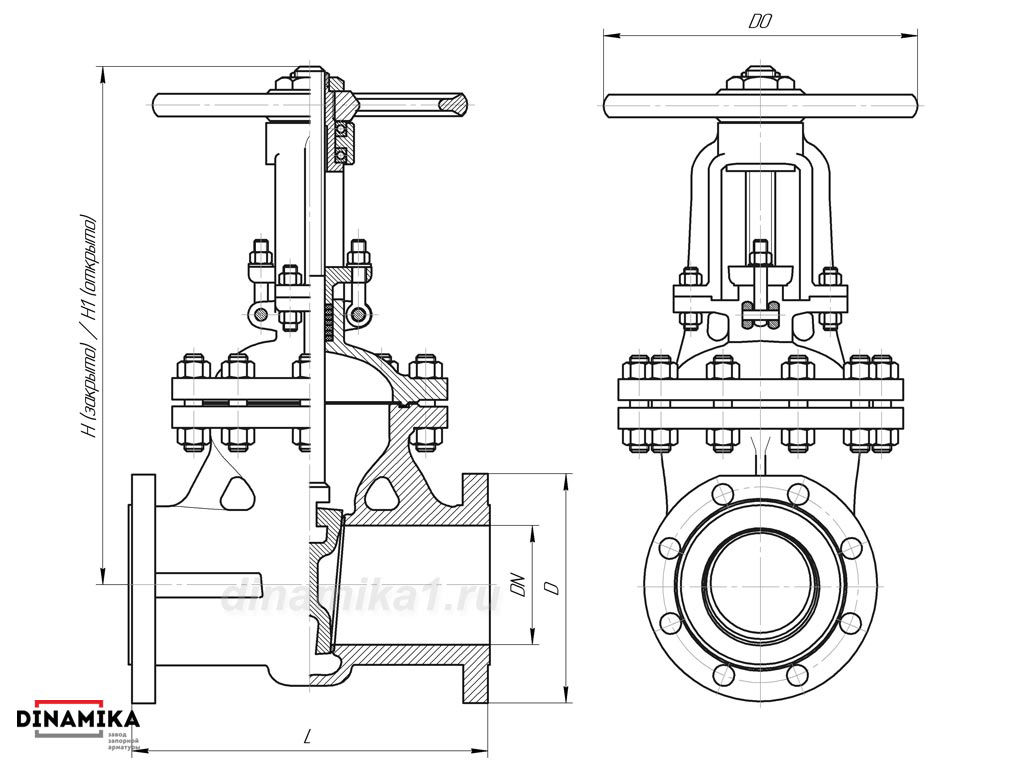 30нж15нж чертёж нержавеющей задвижки Ру40 в Казани