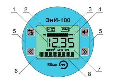 Внешний вид передней панели с жидкокристаллической индикацией (исполнение МП3/ЖК)