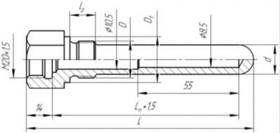 ГТ-702 цилиндрическая для датчиков с подвижным штуцером со ступенчатым внутренним диаметром