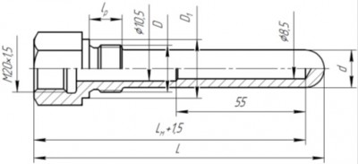 ГТ-712 цилиндрическая для датчиков с неподвижным штуцером со ступенчатым внутренним диаметром