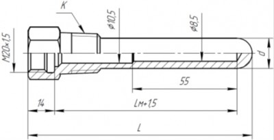 ГТ-702 цилиндрическая с конической резьбой для датчиков с подвижным штуцером со ступенчатым внутренним диаметром
