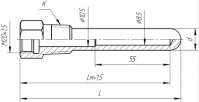 ГТ-712 цилиндрическая с конической резьбой для датчиков с неподвижным штуцером со ступенчатым внутренним диаметром