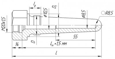 ГТ-702 коническая для датчиков с подвижным штуцером со ступенчатым внутренним диаметром
