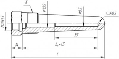 ГТ-702 коническая с конической резьбой для датчиков с подвижным штуцером со ступенчатым внутренним диаметром