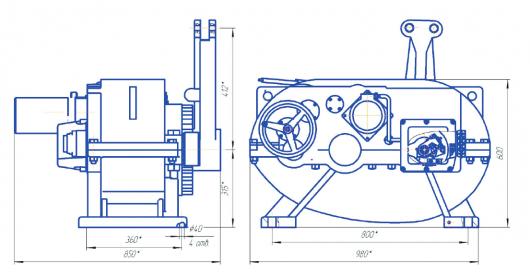 Габаритные размеры МЭО-10000/160-0,63 У-97К