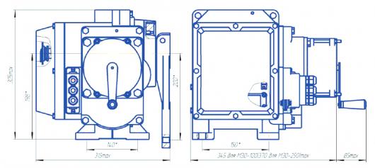 Габаритные размеры МЭО-320/63-0,63 У-99К