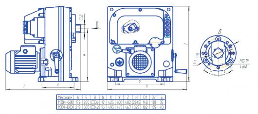 Габаритные размеры МЭОФ-320/25-0,63 И-97К