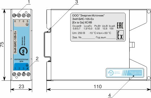 Габариты и индикация ЭнИ-БИС-105-Ех