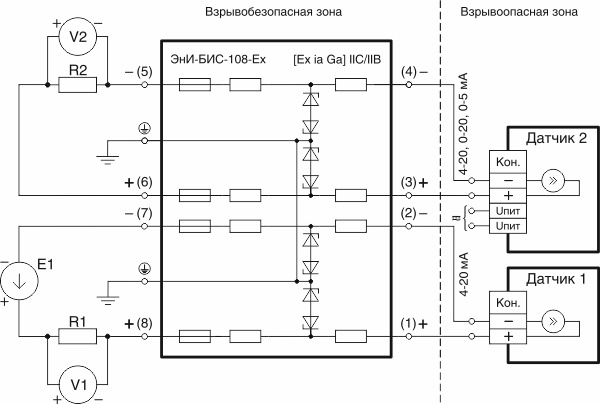 Электрические подключения ЭнИ-БИС-108-Ех