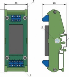 Габариты и индикация ЭнИ-БИС-113-Ех Исполнение DIN