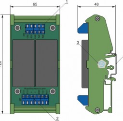 Габариты и индикация ЭнИ-БИС-116-Ех, исполнение DIN