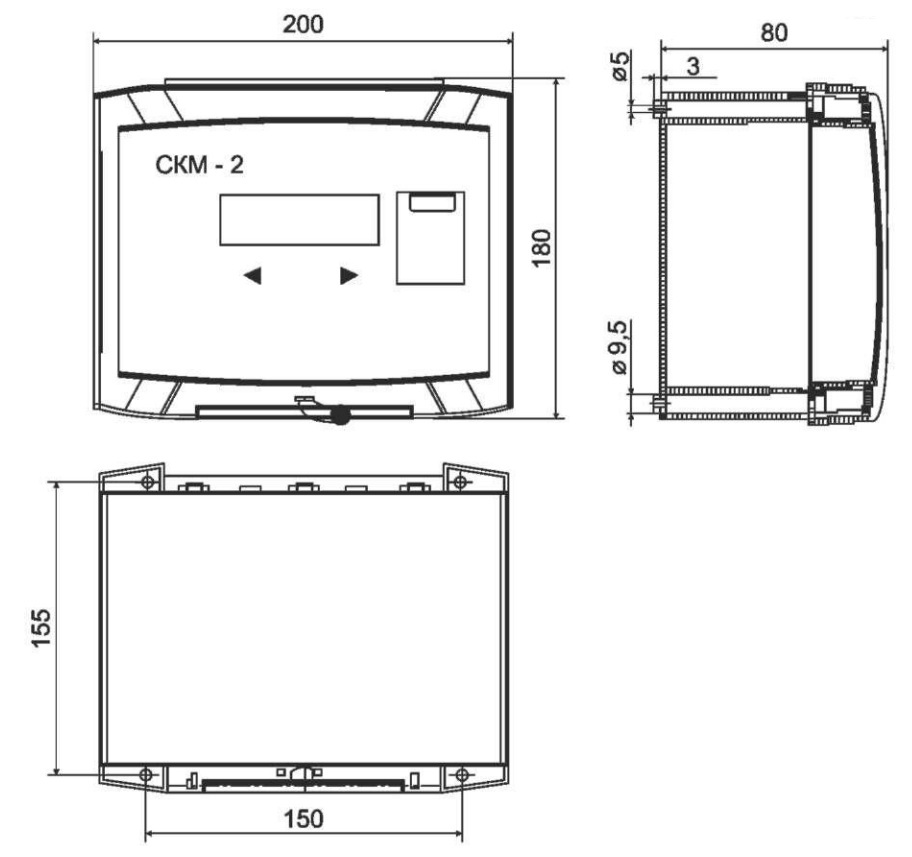 Размеры вычислителя СКМ-2