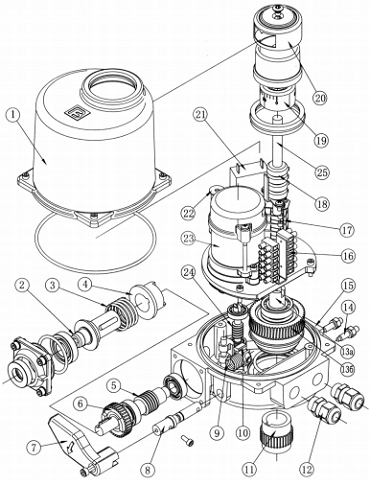 Чертеж Четвертьоборотный электропривод ГЗ-ОФ (К), 220В 