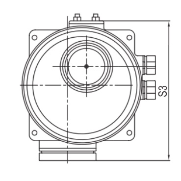 Эскиз Четвертьоборотный взрывозащищенный электропривод ГЗ-ОФВ-80/21К 24В