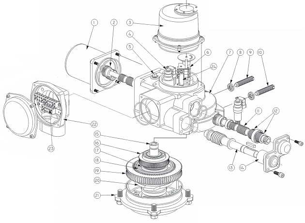 Чертеж Однооборотный электропривод ГЗ-ОФ-200, 380В 