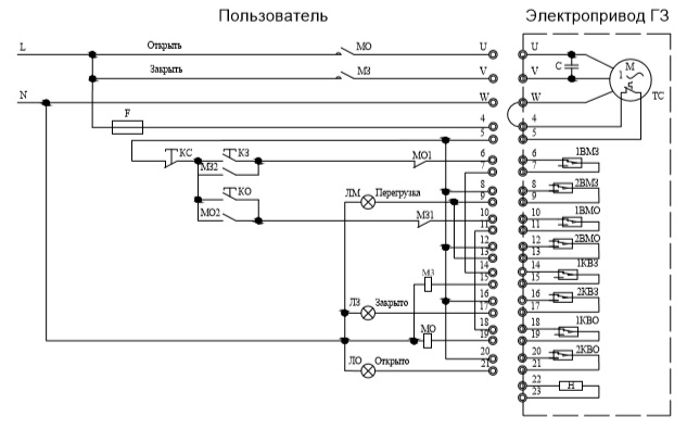 Электрическая схема подключения 220 В