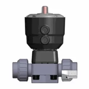 Мембранный клапан DK ПВХ с пневмоприводом НЗ, PN10, резьбовые окончания, FKM, FIP R1/2'' (DN15) DKUFVNC012P