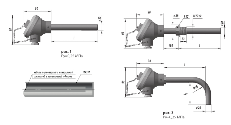 Преобразователи термоэлектрические ТХА 9310, ТХК 9310 кабельные